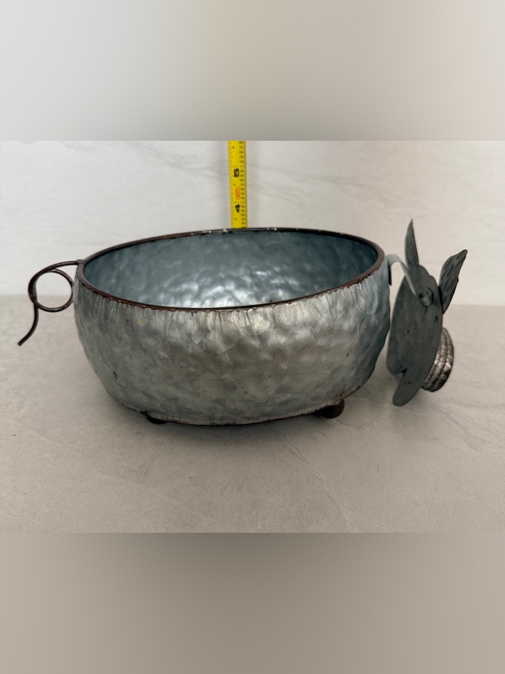 Galvanized Metal Pig Shaped Planter Pot Farmhouse Decor - Picture 8 of 8